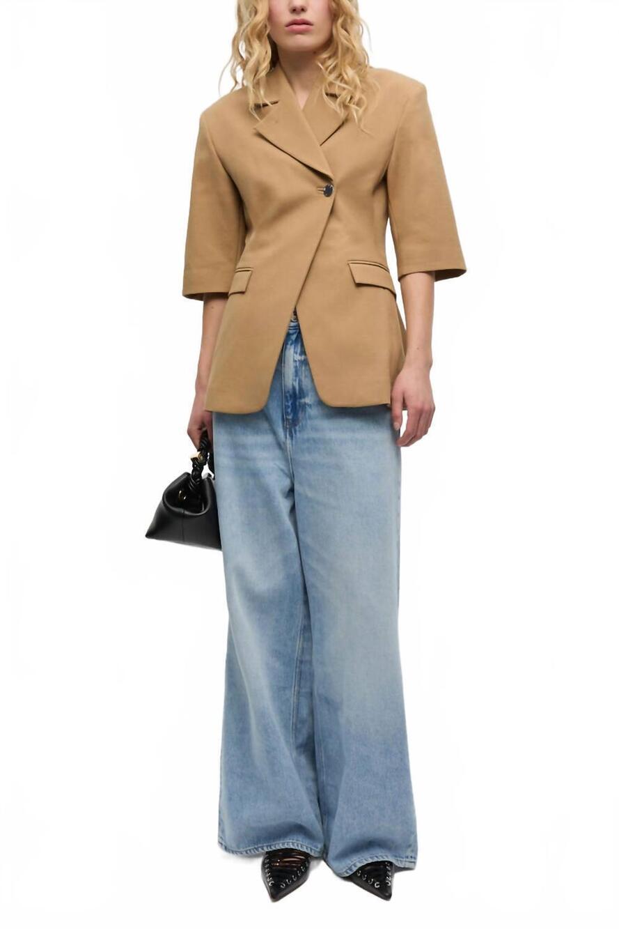 NEW GANNI soft rigid denim baggy jeans in light blue